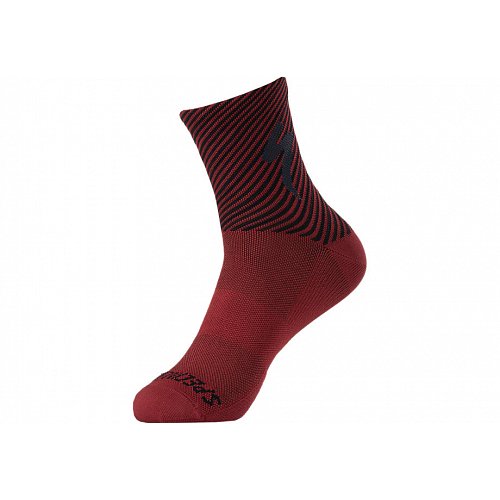 Ponožky Specialized Soft Air Mid Crimson/Black Stripe